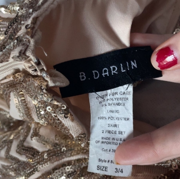 B Darlin size 3/4, gold two-piece dress - Picture 4 of 4